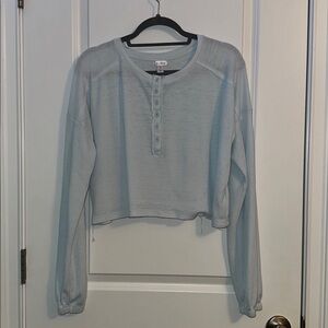 END OF YEAR SALE! | Sky Blue Flirtiude Active cropped Ribbed Long Sleeve